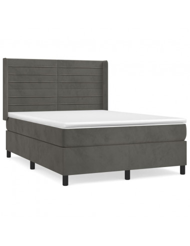 Giroletto a Molle con Materasso Grigio Scuro 140x200 cm Velluto