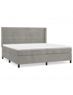 Giroletto a Molle con Materasso Grigio Chiaro 200x200cm Velluto 2