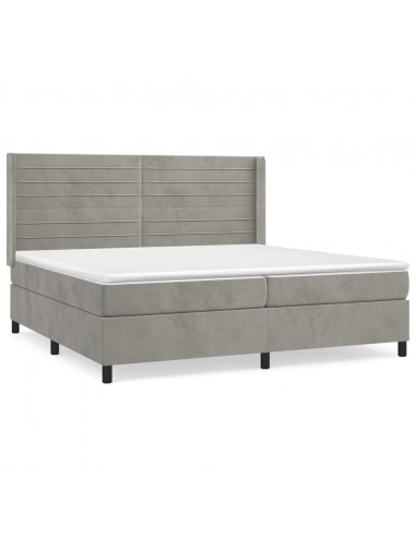 Giroletto a Molle con Materasso Grigio Chiaro 200x200cm Velluto