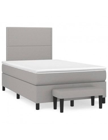 Giroletto a Molle con Materasso Grigio Chiaro 120x200cm Tessuto