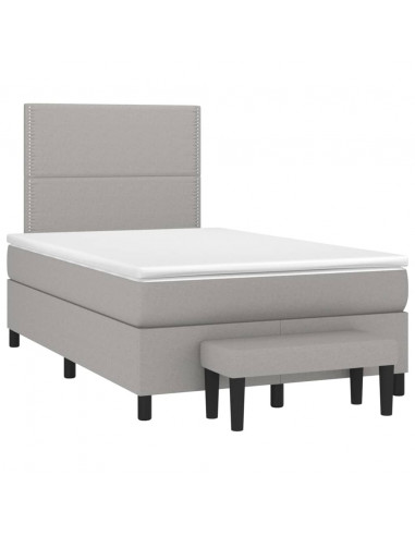 Giroletto a Molle con Materasso Grigio Chiaro 120x200cm Tessuto