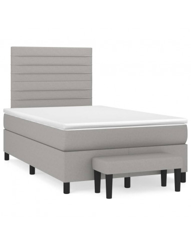 Giroletto a Molle con Materasso Grigio Chiaro 120x200cm Tessuto
