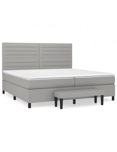 Giroletto a Molle con Materasso Grigio Chiaro 200x200cm Tessuto