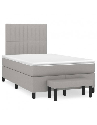 Giroletto a Molle con Materasso Grigio Chiaro 120x200cm Tessuto