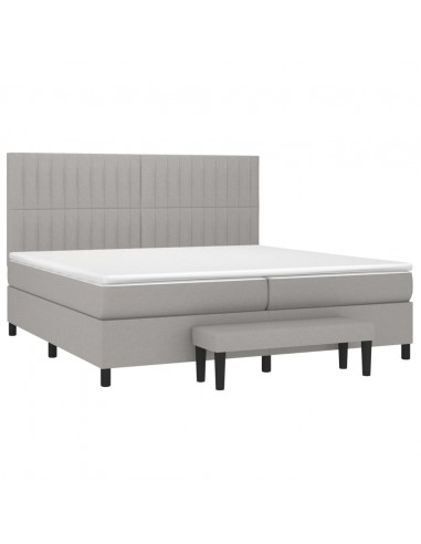 Giroletto a Molle con Materasso Grigio Chiaro 200x200cm Tessuto