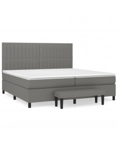 Giroletto a Molle con Materasso Grigio Scuro 200x200 cm Tessuto 2