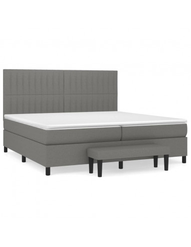 Giroletto a Molle con Materasso Grigio Scuro 200x200 cm Tessuto