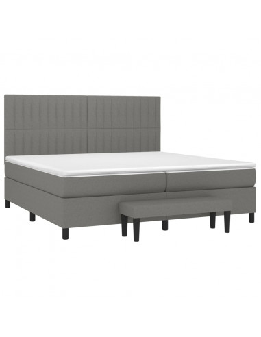 Giroletto a Molle con Materasso Grigio Scuro 200x200 cm Tessuto