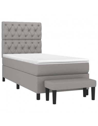 Giroletto a Molle con Materasso Grigio Chiaro 80x200 cm Tessuto