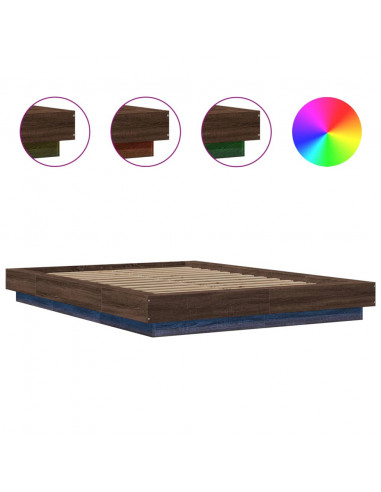 Giroletto Luci LED Rovere Marrone 135x190 cm Legno Multistrato