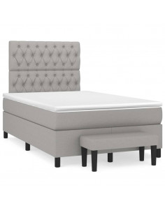 Giroletto a Molle con Materasso Grigio Chiaro 120x200cm Tessuto 2