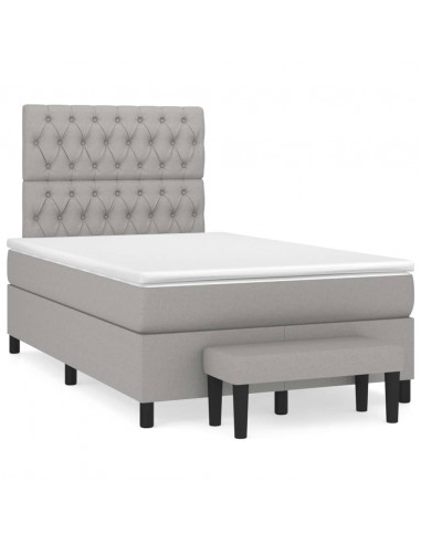 Giroletto a Molle con Materasso Grigio Chiaro 120x200cm Tessuto