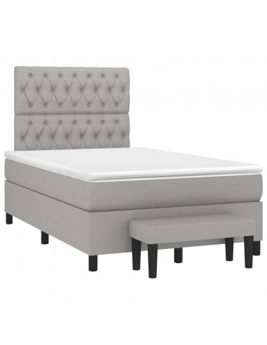 Giroletto a Molle con Materasso Grigio Chiaro 120x200cm Tessuto