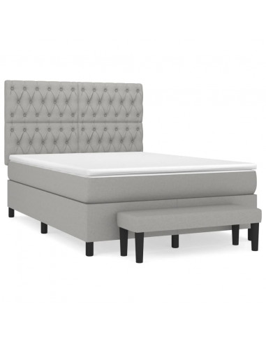 Giroletto a Molle con Materasso Grigio Chiaro 140x190cm Tessuto