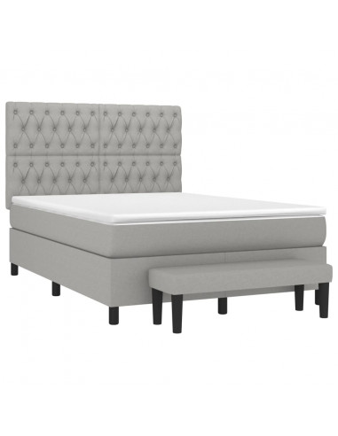 Giroletto a Molle con Materasso Grigio Chiaro 140x190cm Tessuto