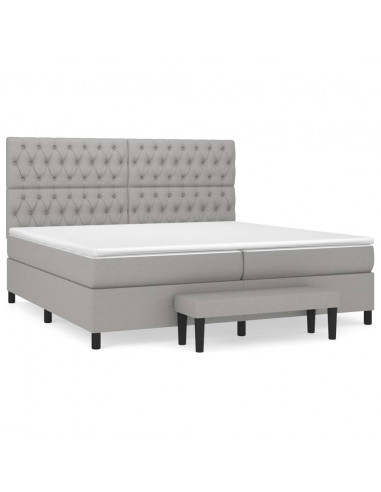 Giroletto a Molle con Materasso Grigio Chiaro 200x200cm Tessuto