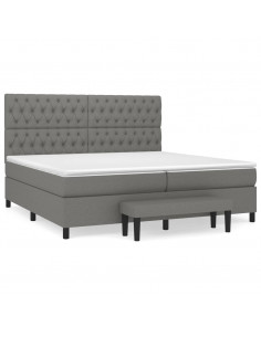 Giroletto a Molle con Materasso Grigio Scuro 200x200 cm Tessuto 2