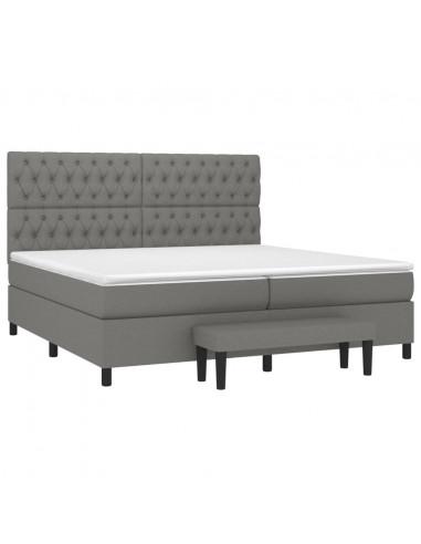 Giroletto a Molle con Materasso Grigio Scuro 200x200 cm Tessuto