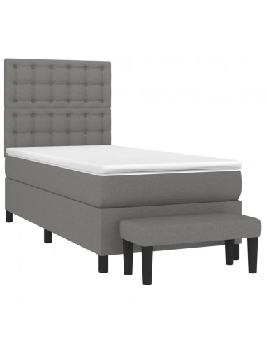 Giroletto a Molle con Materasso Grigio Scuro 100x200 cm Tessuto