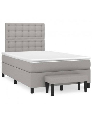 Giroletto a Molle con Materasso Grigio Chiaro 120x200cm Tessuto