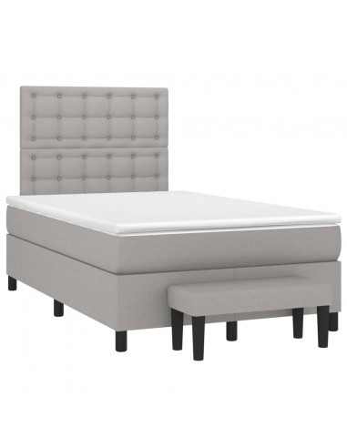 Giroletto a Molle con Materasso Grigio Chiaro 120x200cm Tessuto