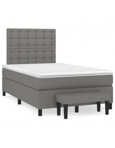 Giroletto a Molle con Materasso Grigio Scuro 120x200 cm Tessuto 2