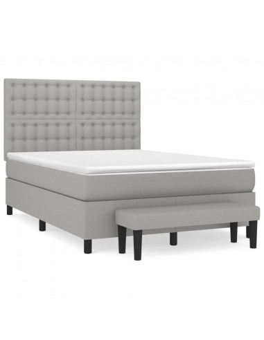 Giroletto a Molle con Materasso Grigio Chiaro 140x190cm Tessuto