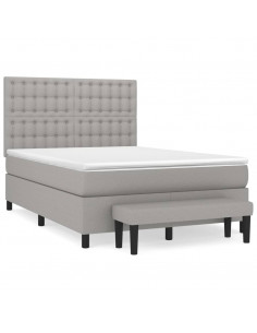 Giroletto a Molle con Materasso Grigio Chiaro 140x200cm Tessuto 2