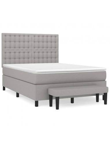 Giroletto a Molle con Materasso Grigio Chiaro 140x200cm Tessuto