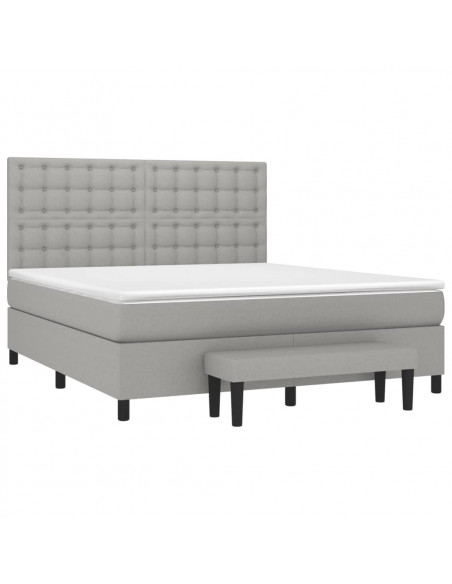 Giroletto a Molle con Materasso Grigio Chiaro160x200 cm Tessuto