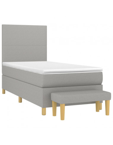 Giroletto a Molle con Materasso Grigio Chiaro100x200 cm Tessuto