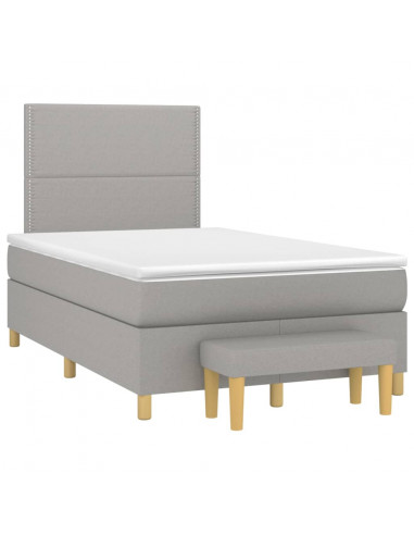 Giroletto a Molle con Materasso Grigio Chiaro 120x200cm Tessuto