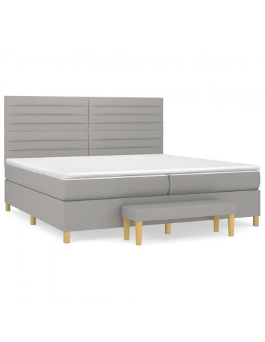 Giroletto a Molle con Materasso Grigio Chiaro 200x200cm Tessuto