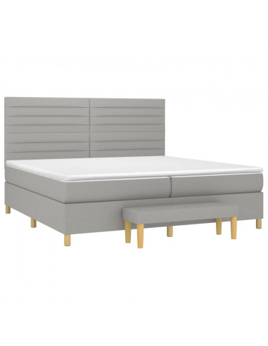 Giroletto a Molle con Materasso Grigio Chiaro 200x200cm Tessuto