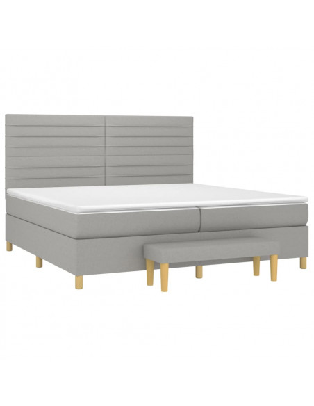 Giroletto a Molle con Materasso Grigio Chiaro 200x200cm Tessuto