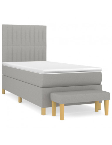 Giroletto a Molle con Materasso Grigio Chiaro 90x190 cm Tessuto