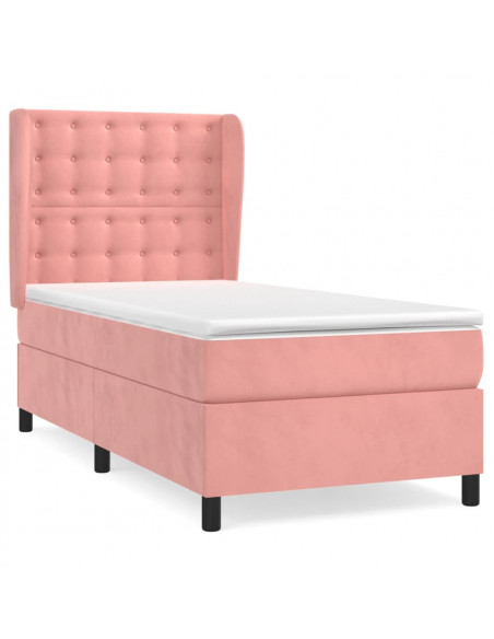 Giroletto a Molle con Materasso Rosa 90x190 cm in Velluto