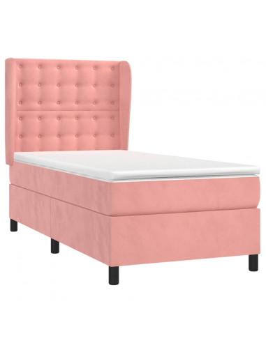 Giroletto a Molle con Materasso Rosa 90x190 cm in Velluto