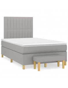 Giroletto a Molle con Materasso Grigio Chiaro 120x200cm Tessuto 2