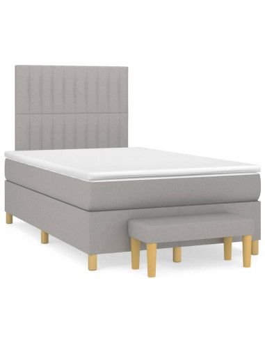 Giroletto a Molle con Materasso Grigio Chiaro 120x200cm Tessuto