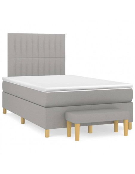 Giroletto a Molle con Materasso Grigio Chiaro 120x200cm Tessuto