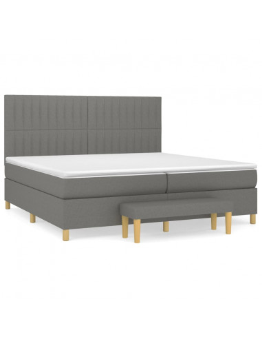 Giroletto a Molle con Materasso Grigio Scuro 200x200 cm Tessuto