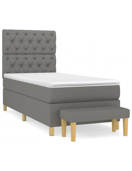 Giroletto a Molle con Materasso Grigio Scuro 80x200 cm Tessuto