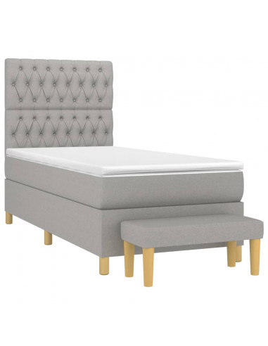 Giroletto a Molle con Materasso Grigio Chiaro100x200 cm Tessuto