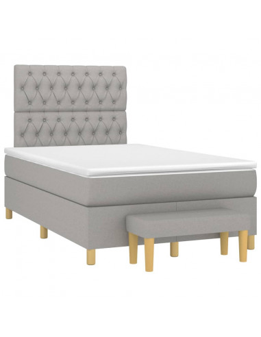 Giroletto a Molle con Materasso Grigio Chiaro 120x200cm Tessuto