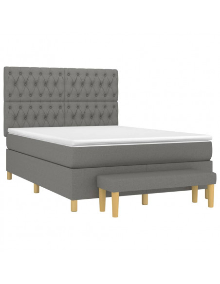 Giroletto a Molle con Materasso Grigio Scuro 140x190 cm Tessuto
