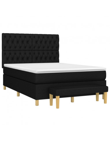 Giroletto a Molle con Materasso Nero 140x190 cm in Tessuto