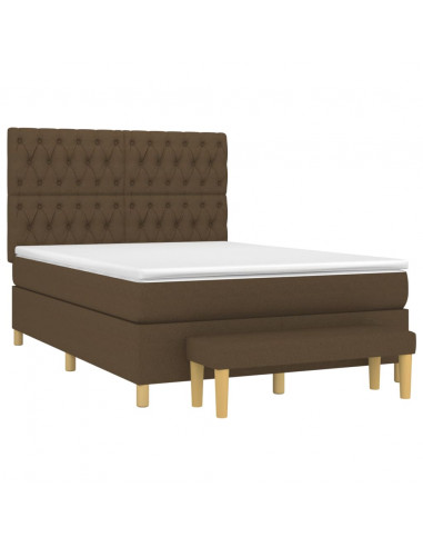 Giroletto a Molle con Materasso Marrone Scuro 140x190cm Tessuto