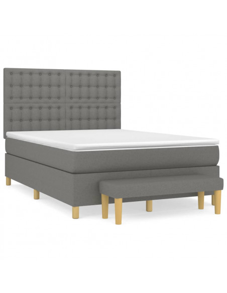 Giroletto a Molle con Materasso Grigio Scuro 140x190 cm Tessuto