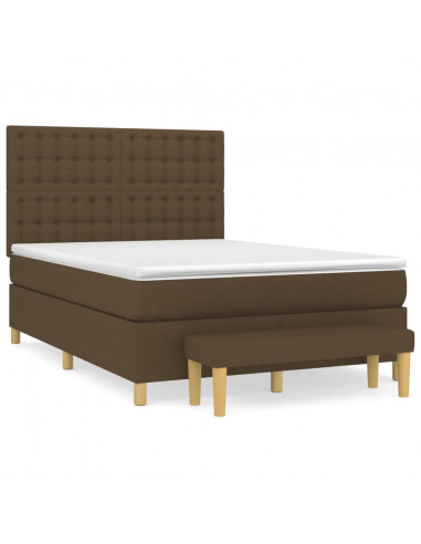 Giroletto a Molle con Materasso Marrone Scuro 140x190cm Tessuto